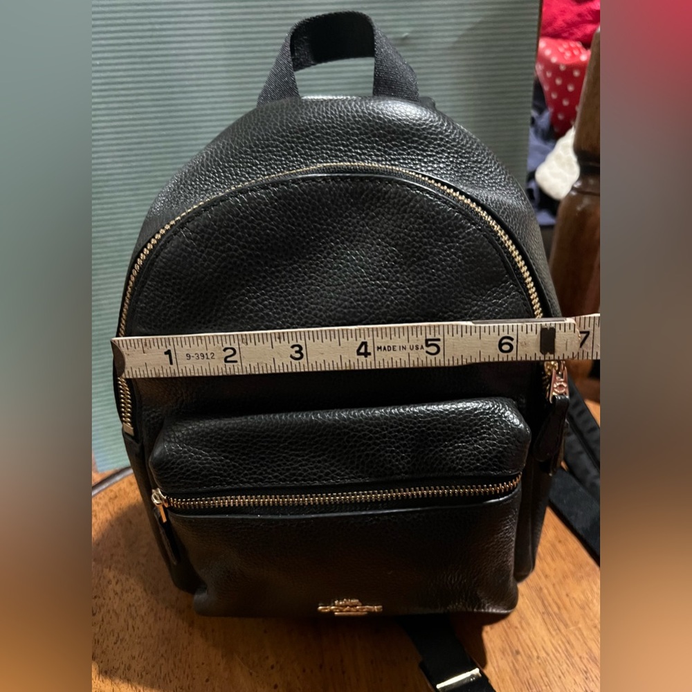Coach Charlie Mini Backpack Black Pebbled Leather Bag - Picture 11 of 14